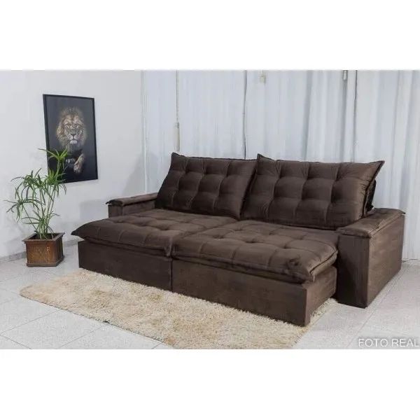 Sofá Retrátil Reclinável 2,90m D33 e Molas Ensacadas rf543