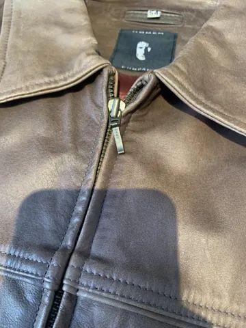 Jaqueta Casaco 100% Couro Legítimo Com Zíper Tamanho Gg / 54 Marca Homem Company - Zerada - Foto 2