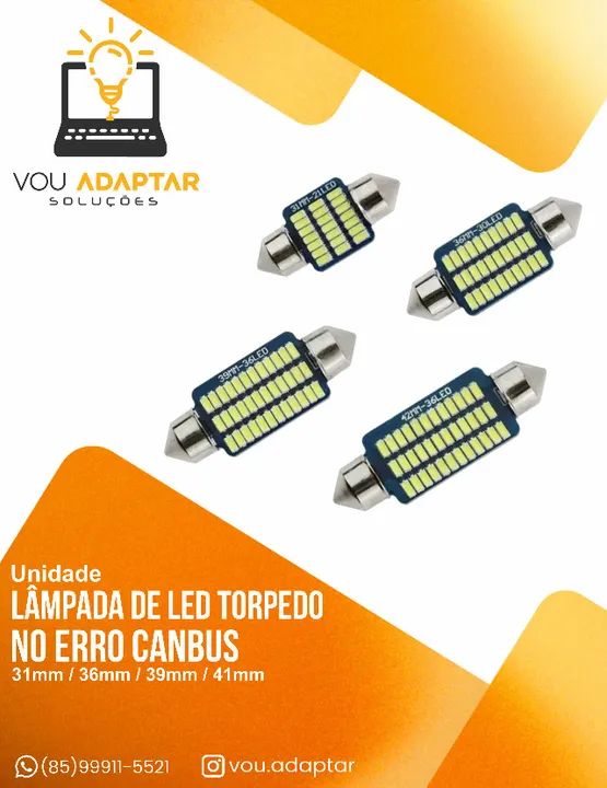 Lâmpada Led Torpedo 6000k Canbus (31mm / 36mm / 39mm / 41mm (SMD 3014))