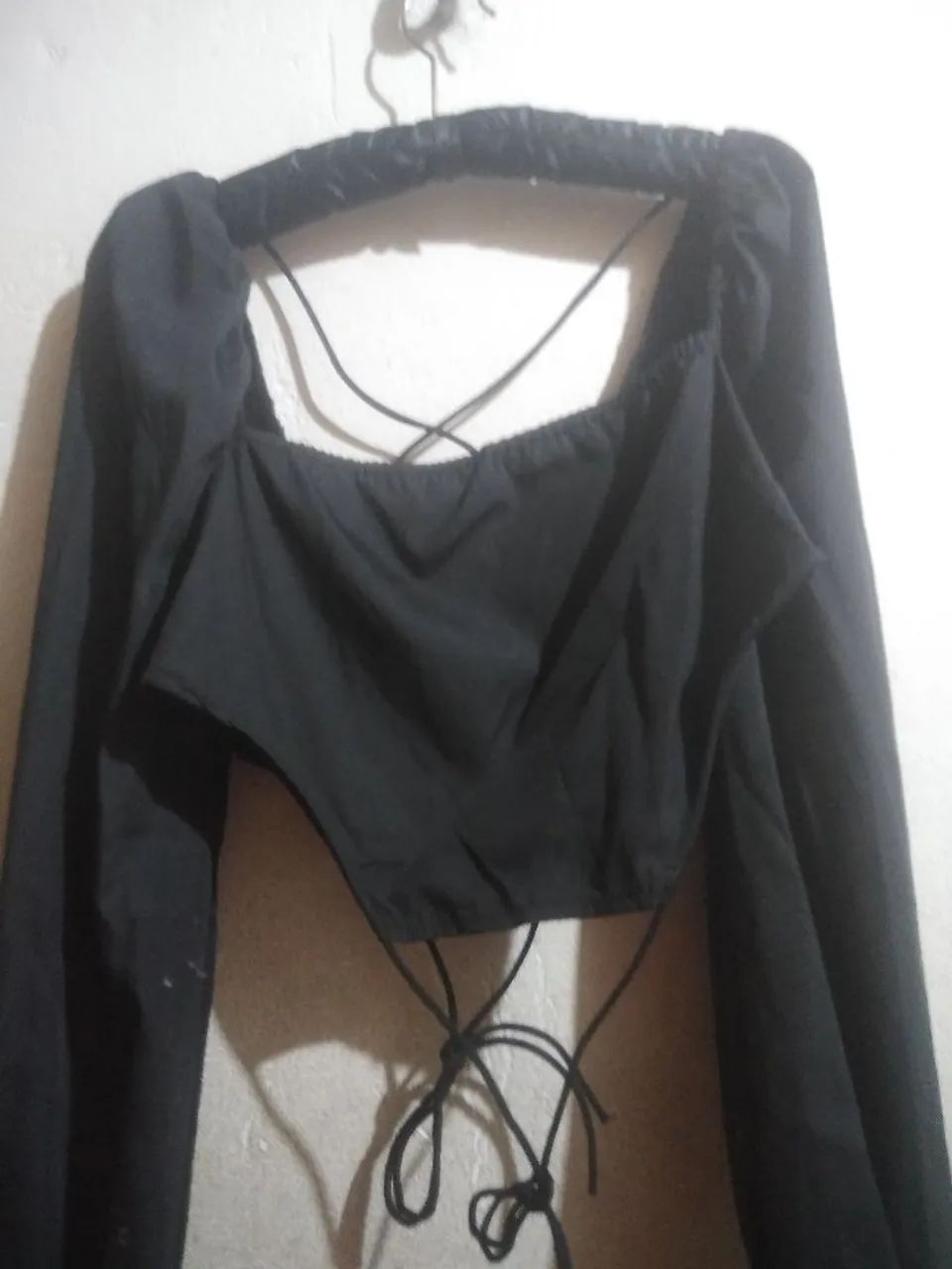 Blusas Cropped Smock jeans e tecido - Foto 3