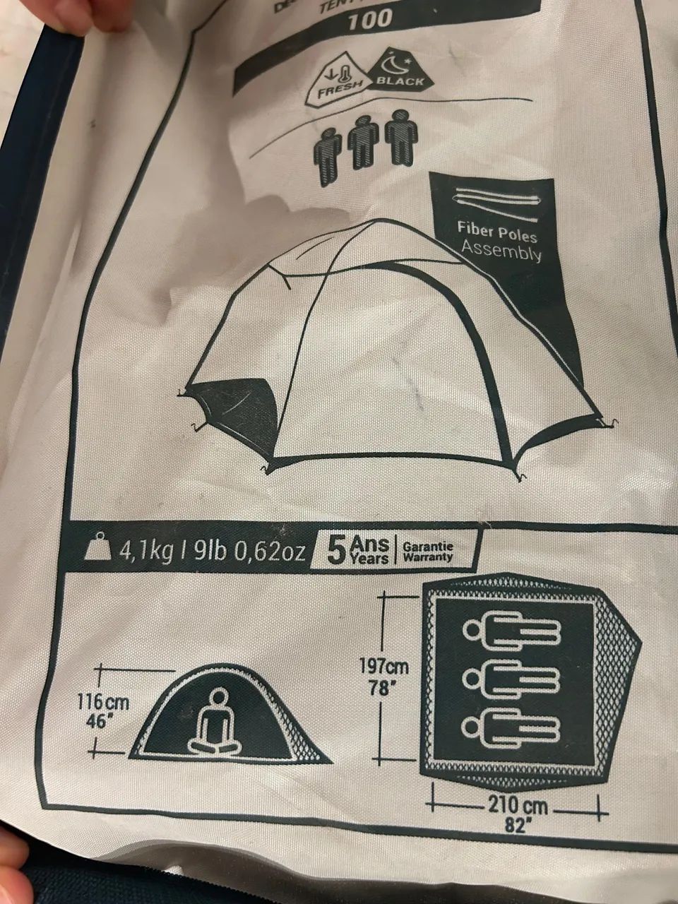 Barraca de Camping Quechua 3 Pessoas Fresh & Black - Foto 2