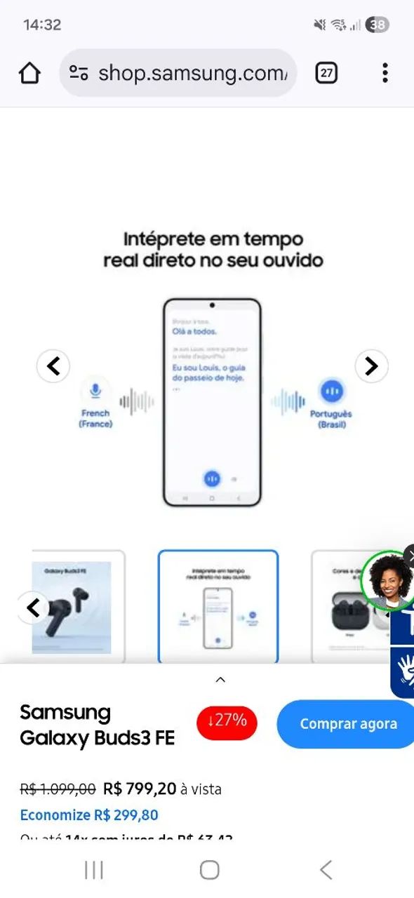 Fone de Ouvido sem Fio - Samsung Galaxy Buds 3 FE - Foto 4