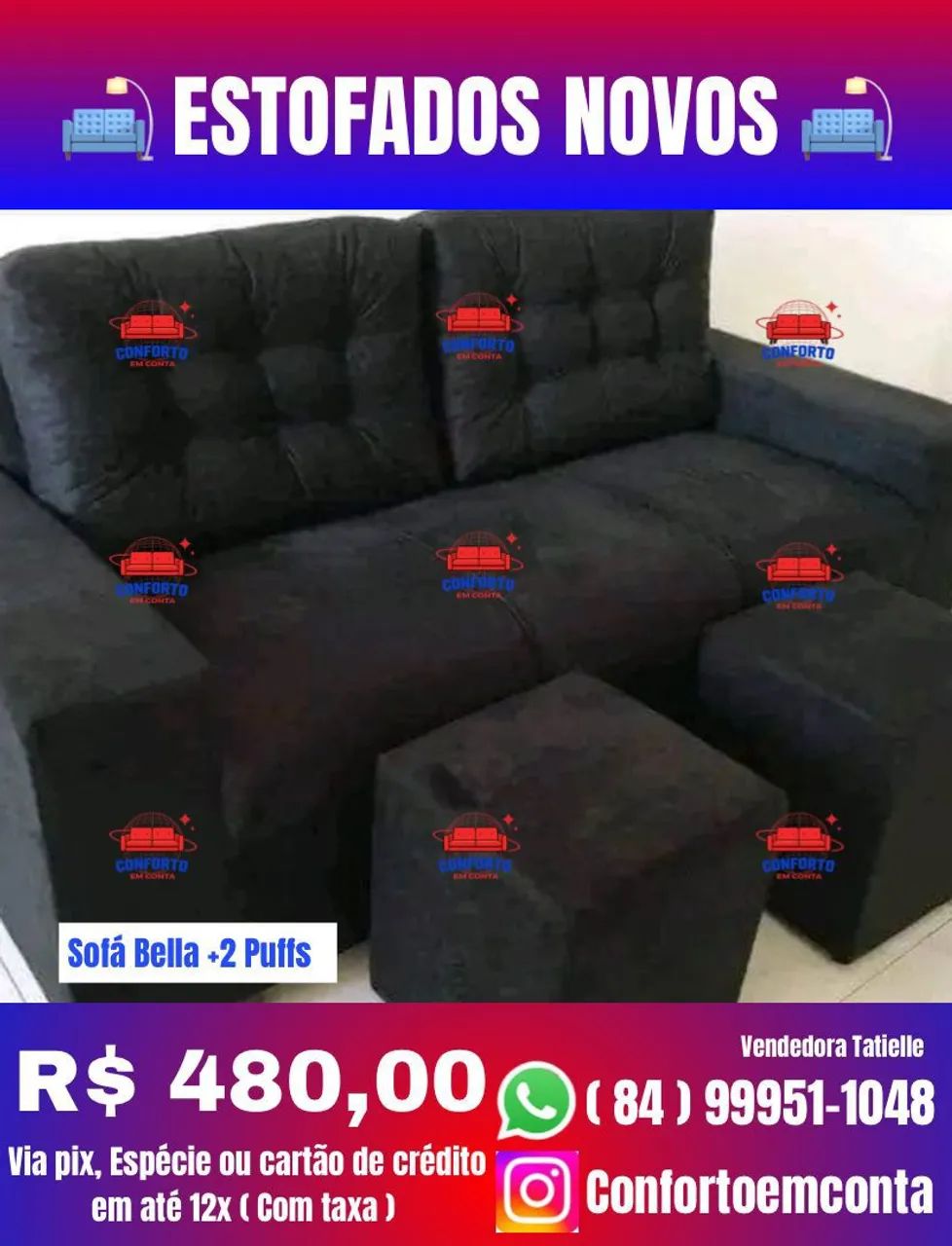 Sofá Bella + 2 Puffs - Estofados Novos Diretamente da fábrica?  - Foto 5