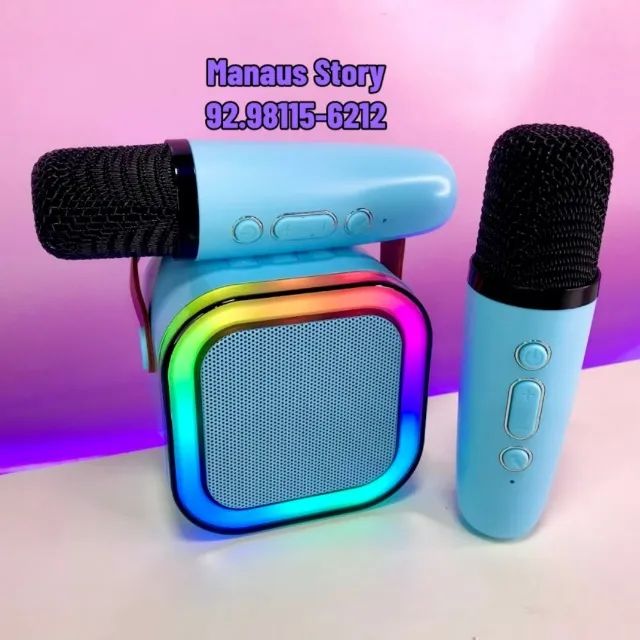 Caixinha De Som Com Microfone Bluetooth Karaoke - Foto 2