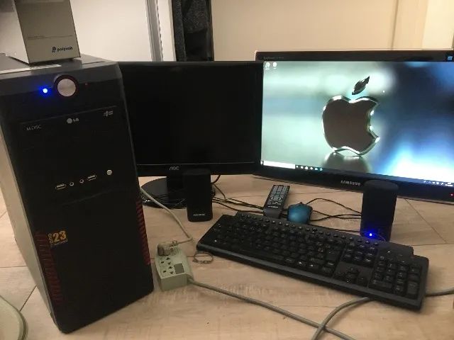 Computador desktop Intel i3 Semi-novo. Completo c/ 2 monitores, mouse, cxa de som e webcam