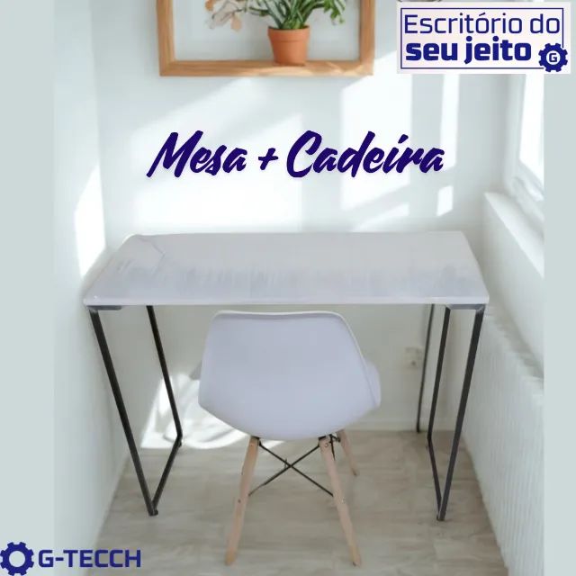 Mesa de Escritório + cadeira KIT NOVO Estilo Industrial Multiuso para Notebook Estudo Birô