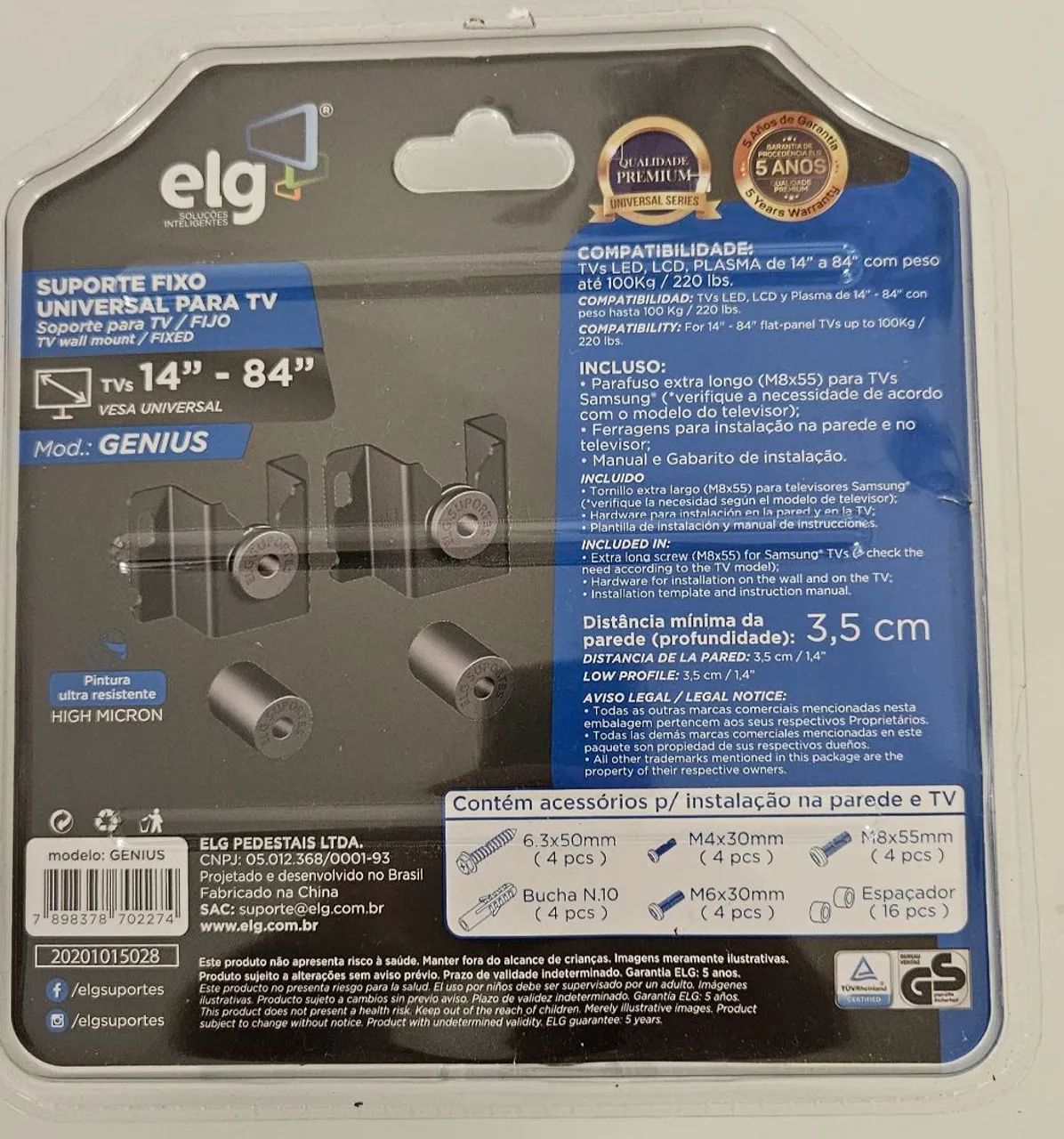 Suporte Fixo Universal para TV de 14" a 84" - Foto 2