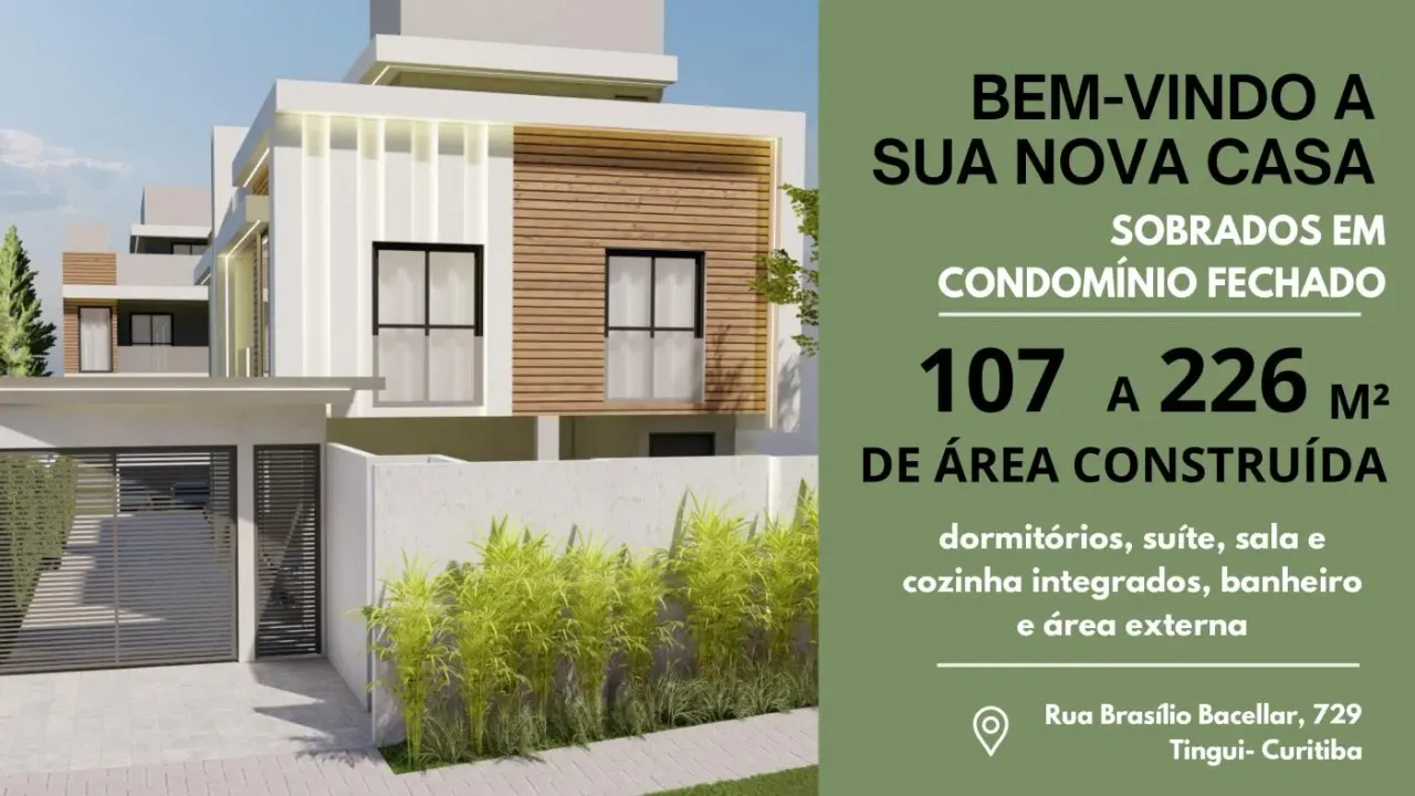 Sobrado para Venda em Curitiba, Tingui, 3 dormitórios, 1 suíte, 2 banheiros, 1 vaga