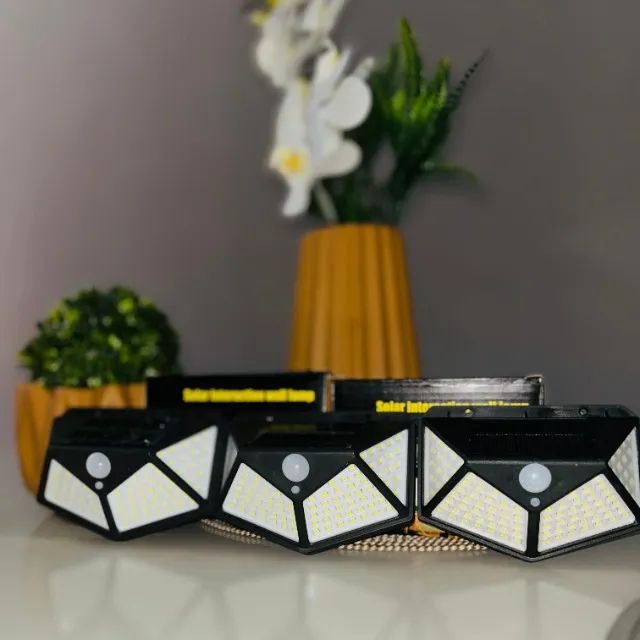 kit Com 3 Luminária Solar Parede 100 Led