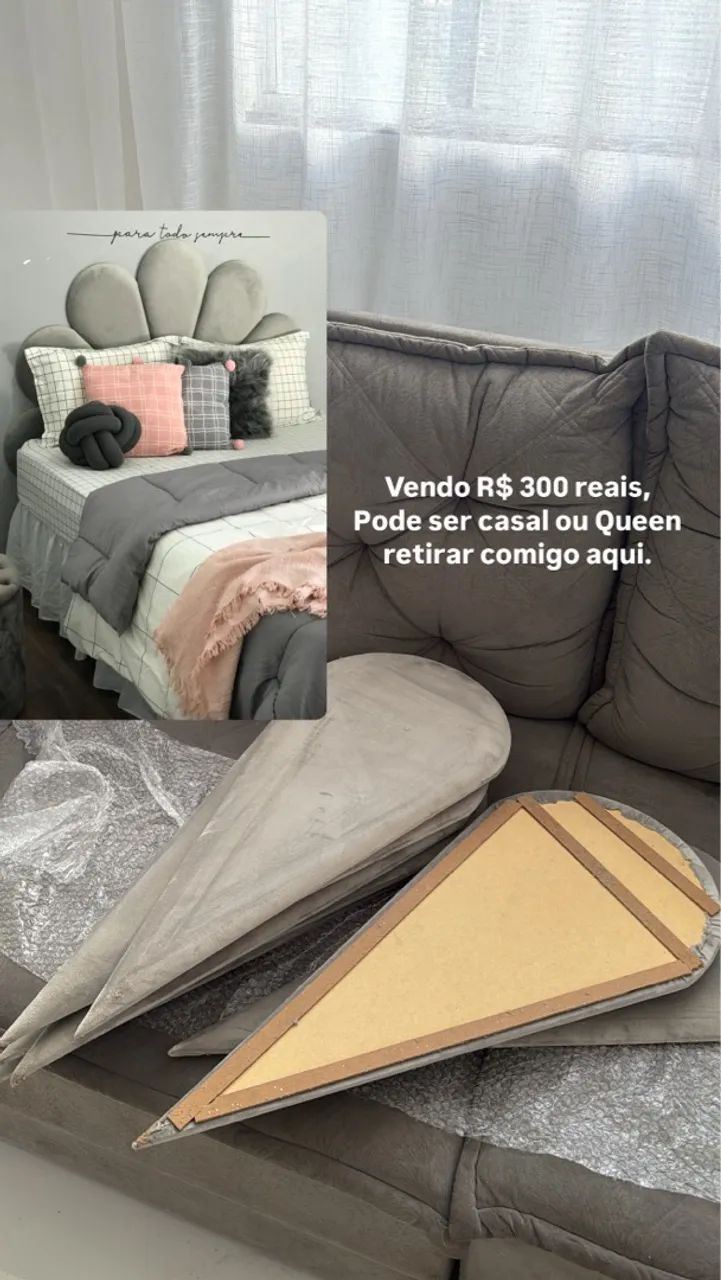 Cabeceira pétala suede cinza  - Foto 2
