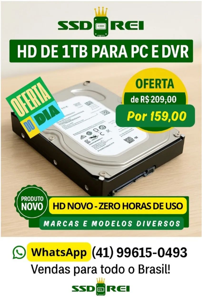 HD 1TB  PCs e DVRs - Novos
