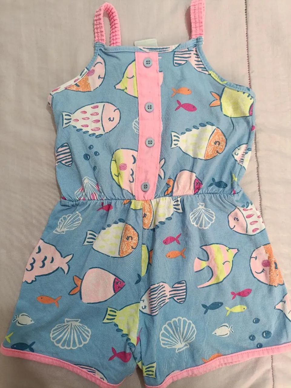 Macacão Infantil Malwee Estampado de Peixinhos Tam 2