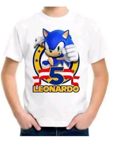 Camisa branca Sonic personalizada 