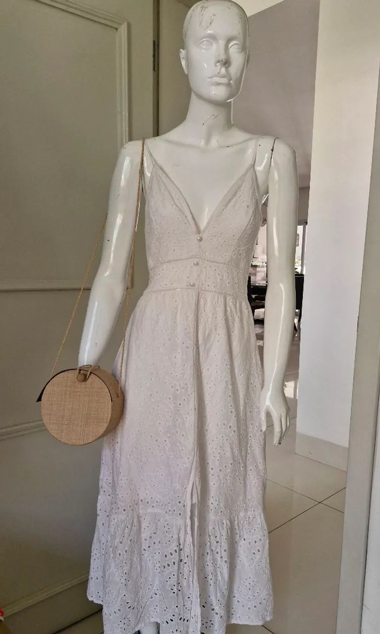 Vestido branco com bordado em algodão - Foto 3