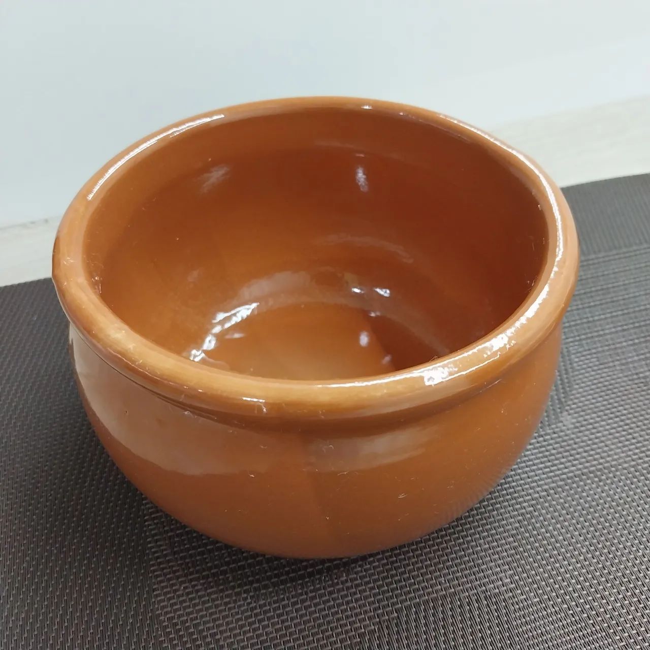 Tigela / bowl de Cerâmica Marrom Esmaltada - 14 cm de diâmetro <br>