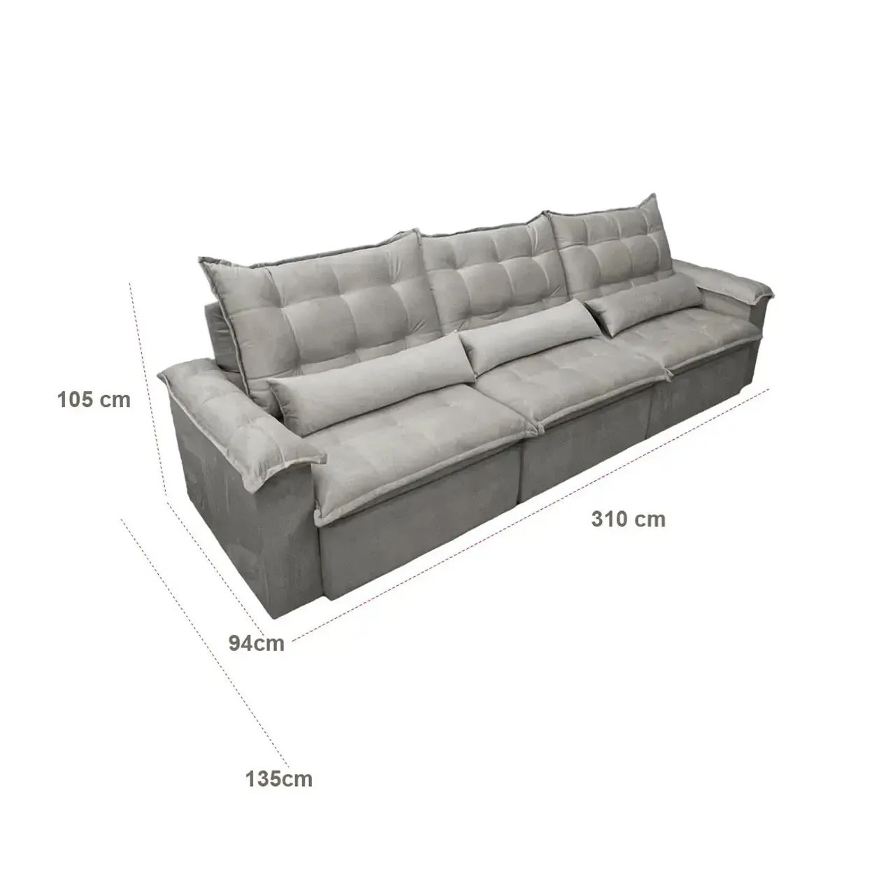 Sofá Retrátil Reclinável 3,10m Belém Pillow Top p33 - Foto 4