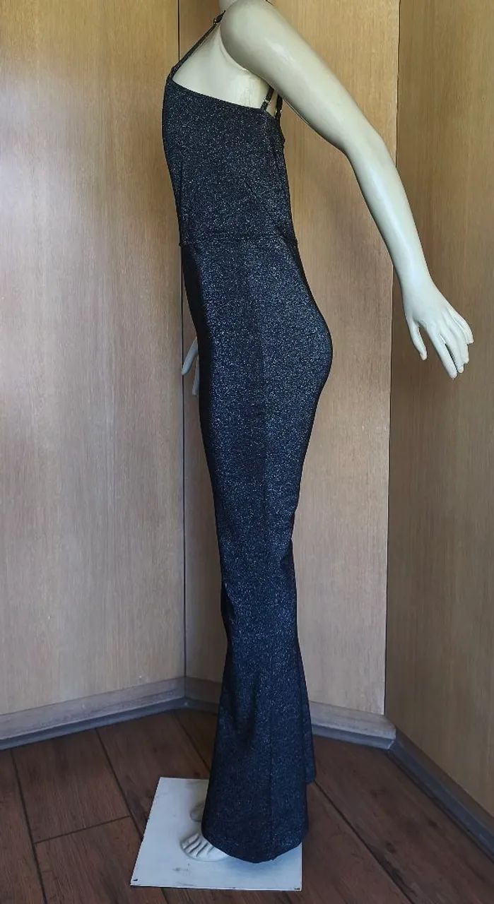 Macacão Flare Lurex Preto  - Foto 4