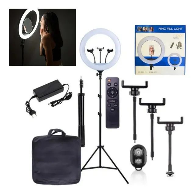 Ring Light Profissional 18 Polegadas com Tripé, Bolsa e Controle - R$ 299,90