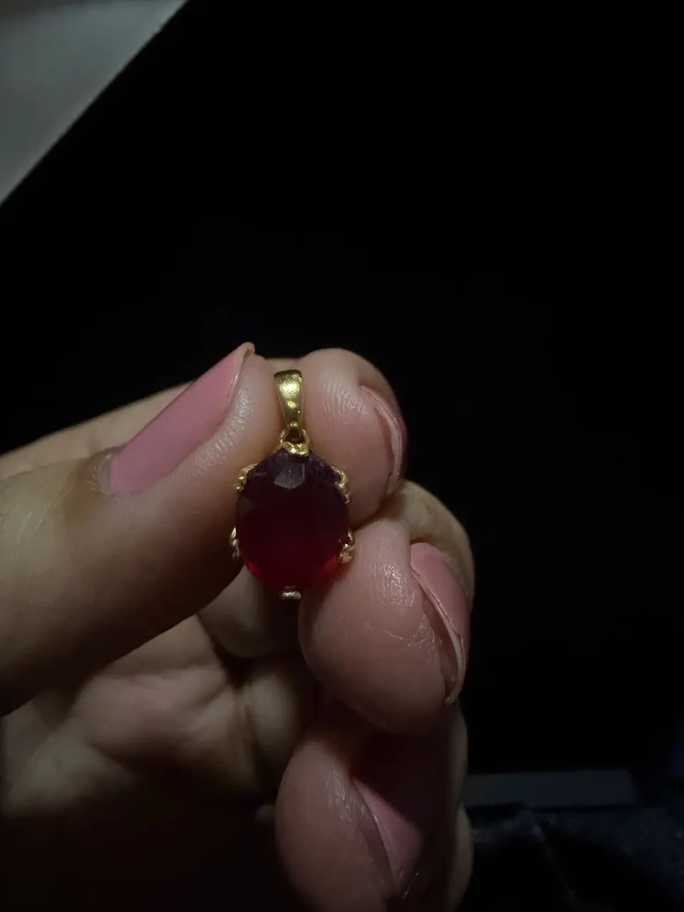 Pingente ouro 750 com pedra rubi  - Foto 2