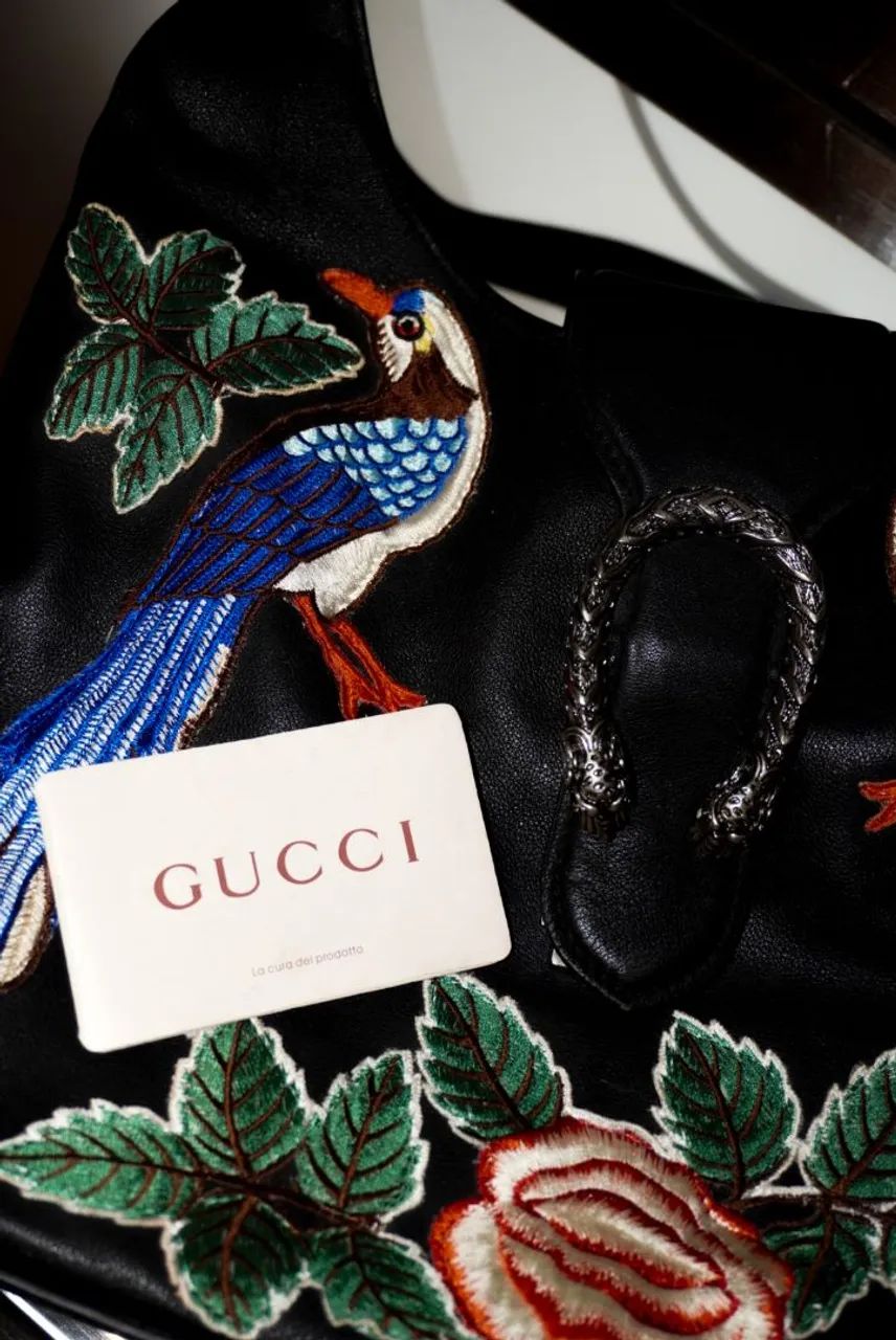 Bolsa Gucci Original Couro Bordada - Foto 4