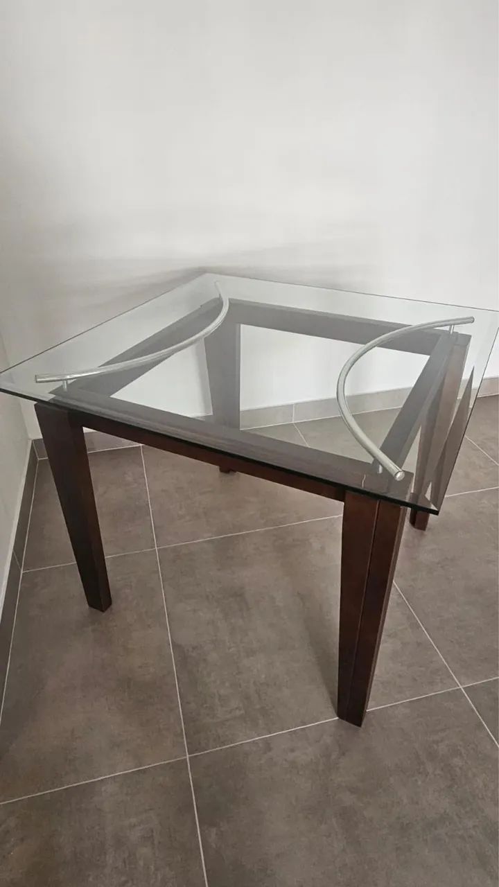 Mesa jantar madeira e vidro - Foto 3