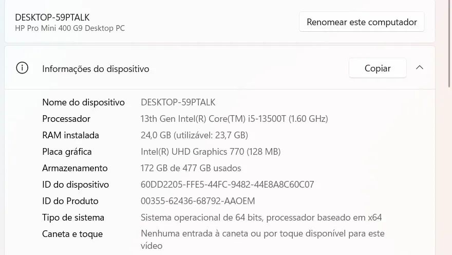 HP Mini PC i5 13ª Geração / 24GB RAM / SSD 512GB - Super Rápido - Foto 4