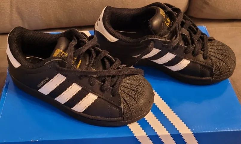 Tênis Infantil Adidas Superstar Preto Original - Tamanho 28 - Foto 4
