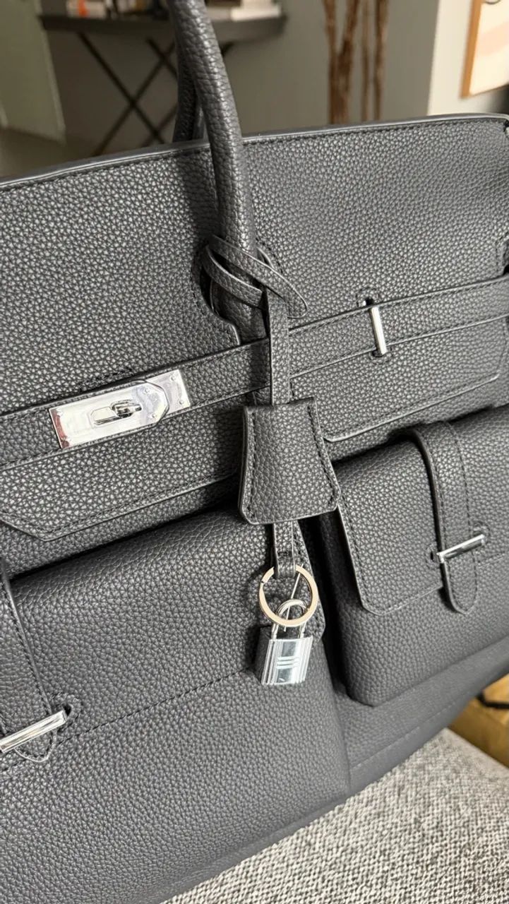 Bolsa estilo Birkin em couro - Foto 4