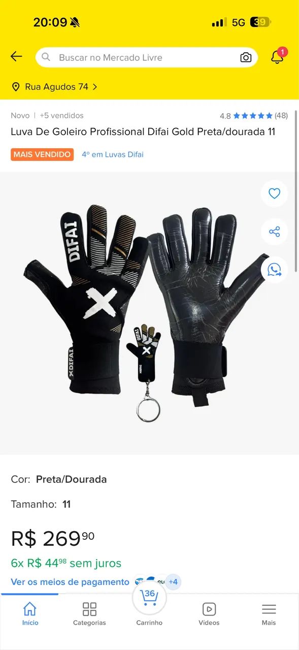 LUVA DE GOLEIRO DIFAI TAM 9 (NOVO)