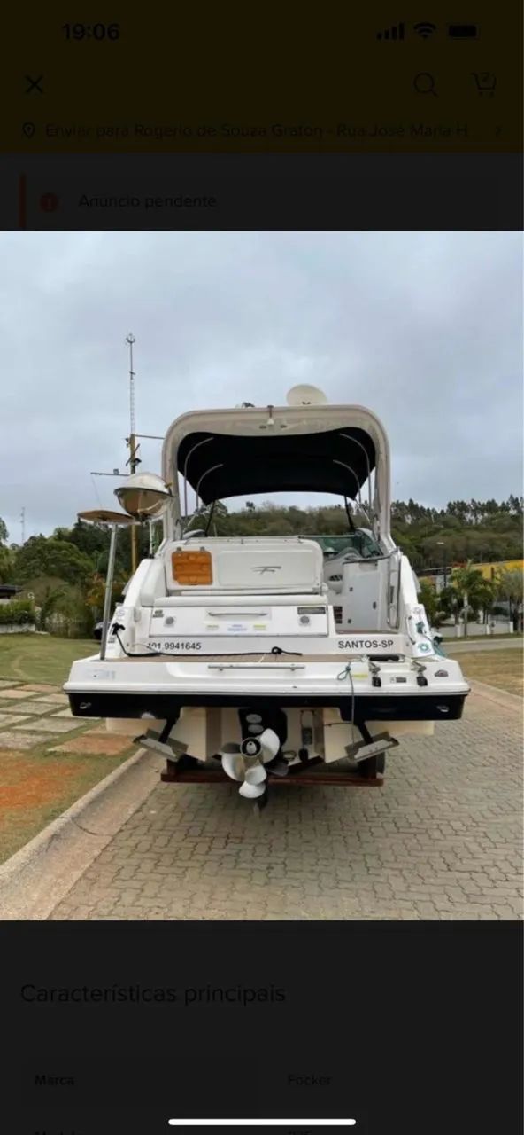 LANCHA FOCKER 275 Ano 2013 CABINADA MOTOR V8 280hrs - Foto 4