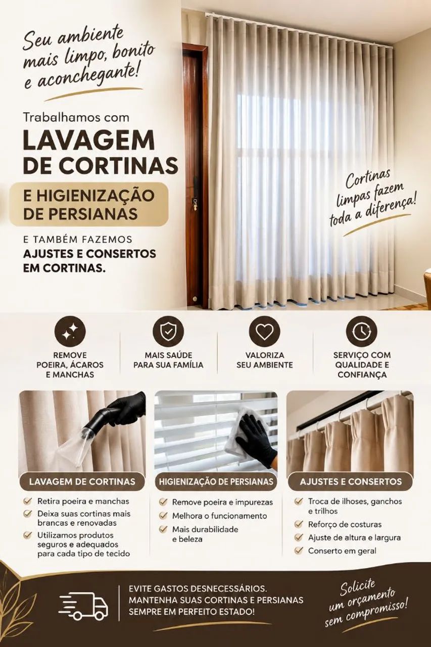 Lavagem e higienização de cortinas