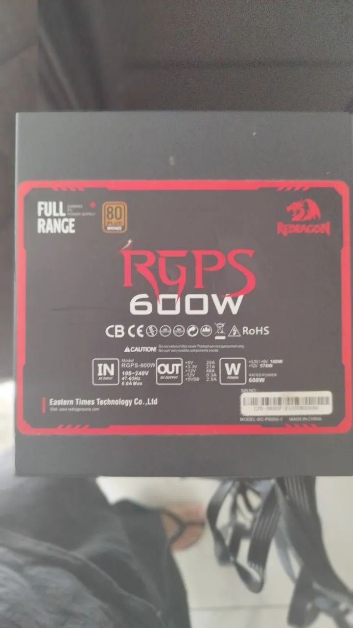 Fonte 600W Redragon RPGS GC-PS002 80 plus bronze 