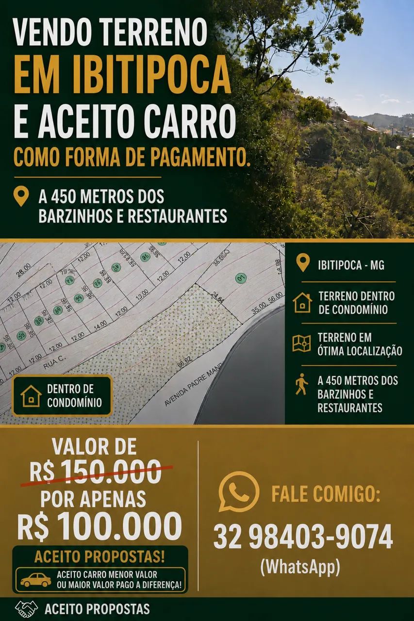 Vendo terreno em Ibitipoca à 500m do centrinho