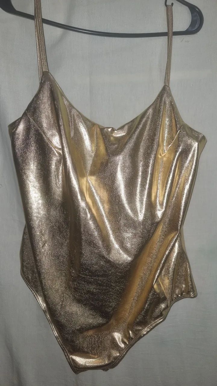 Body dourado plus size  com elastano - Foto 4