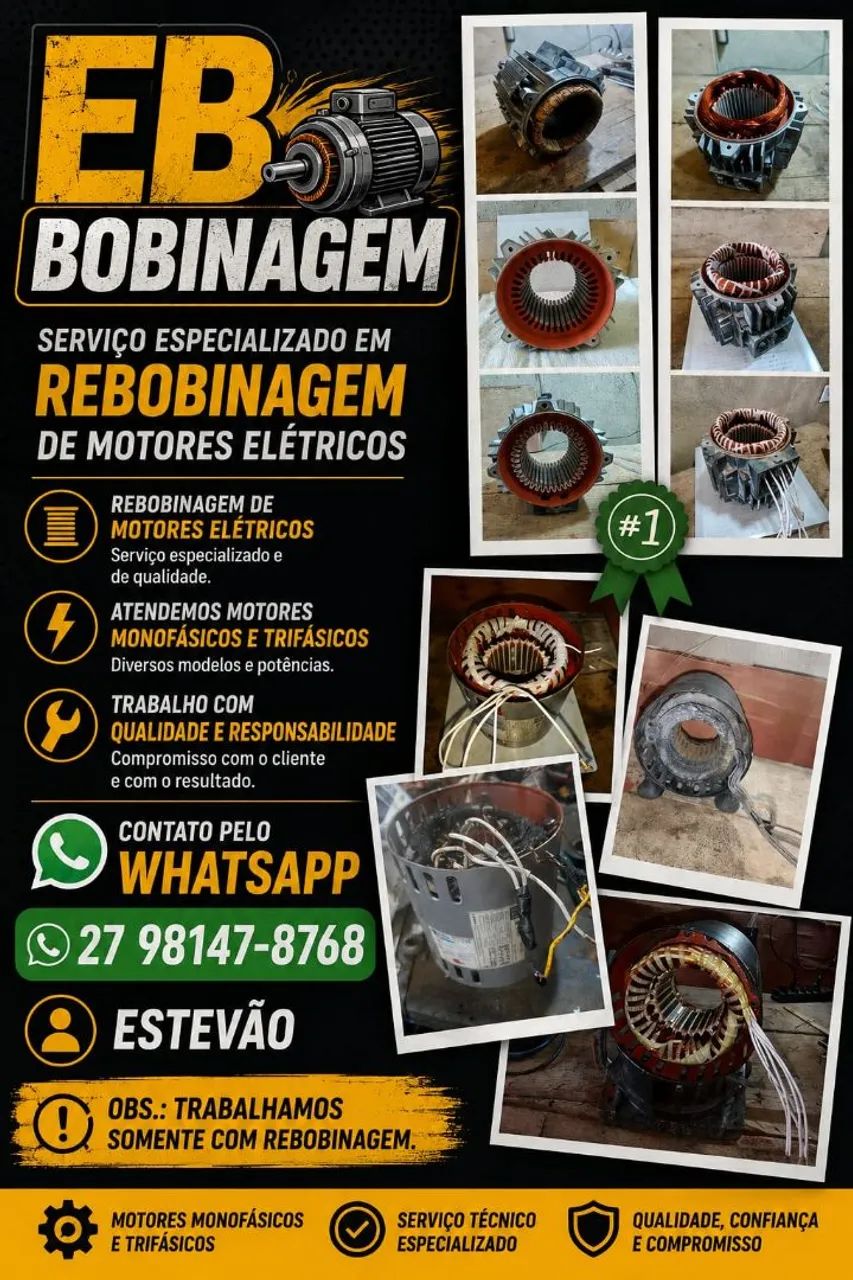 Serviço de rebobinagem de motores trifásico e monofásico 
