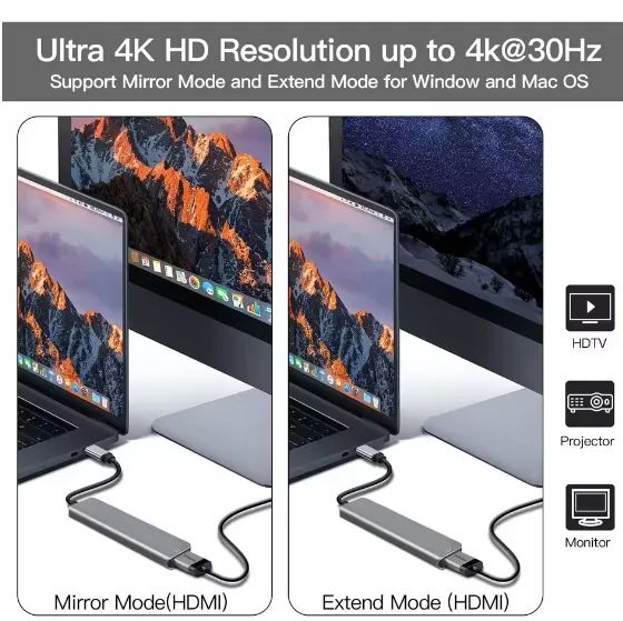 Hub Adaptador Compatível com Hdmi, Usb-C, Docking Station, PD  - Foto 4