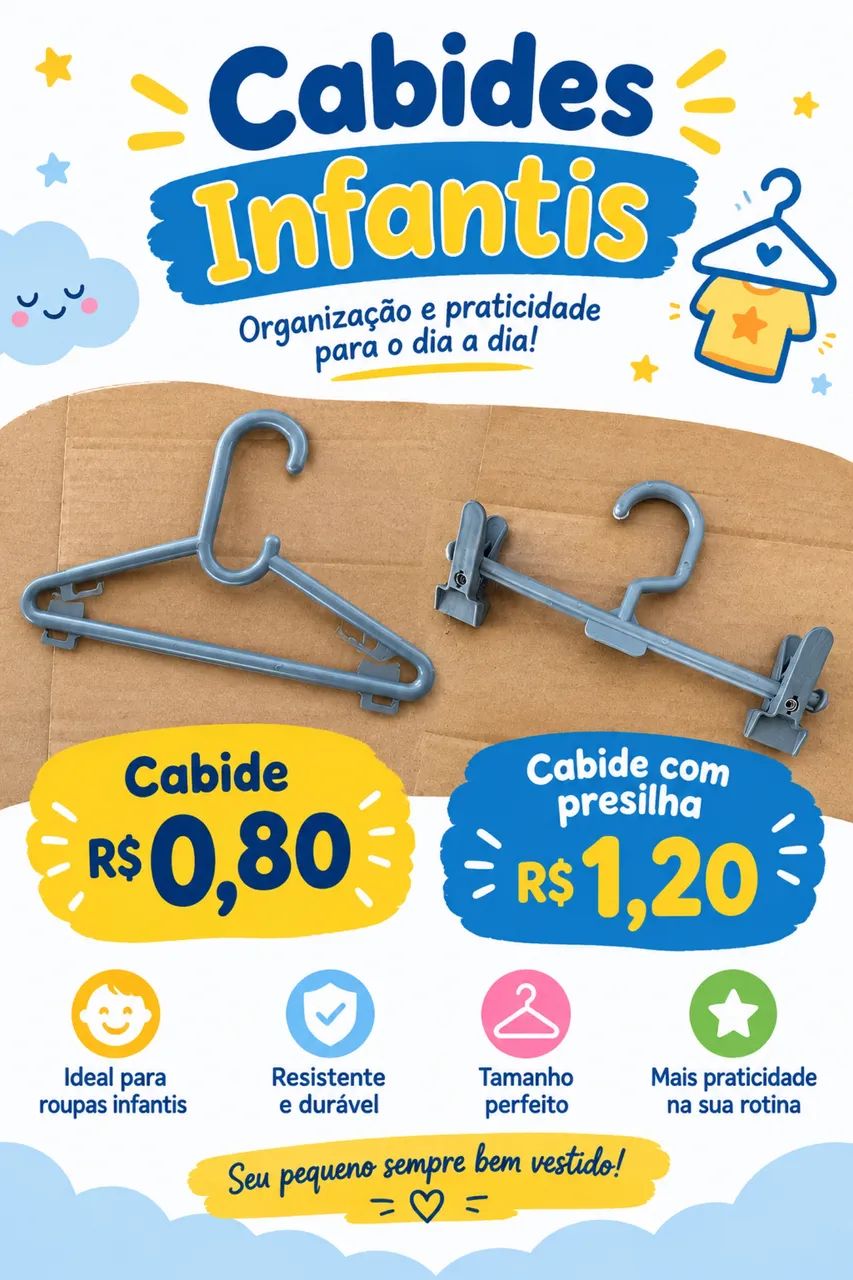 Cabide infantil cinza 