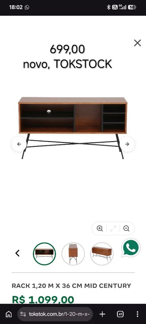 RACK 1,20 M X 36 CM MID CENTURY - Foto 2