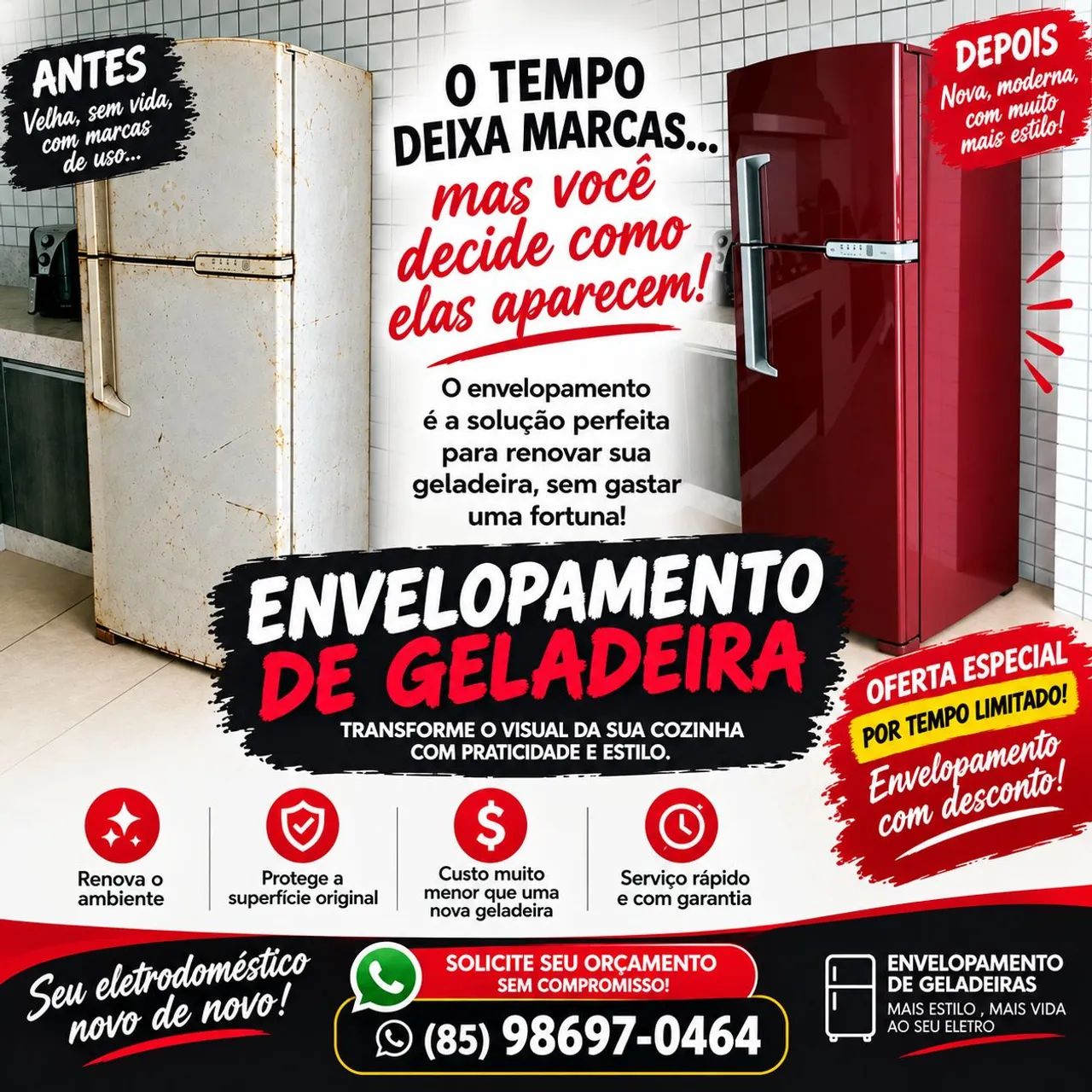 Envelopamento adesivasão e plotagem de geladeira frezer e gelagua 