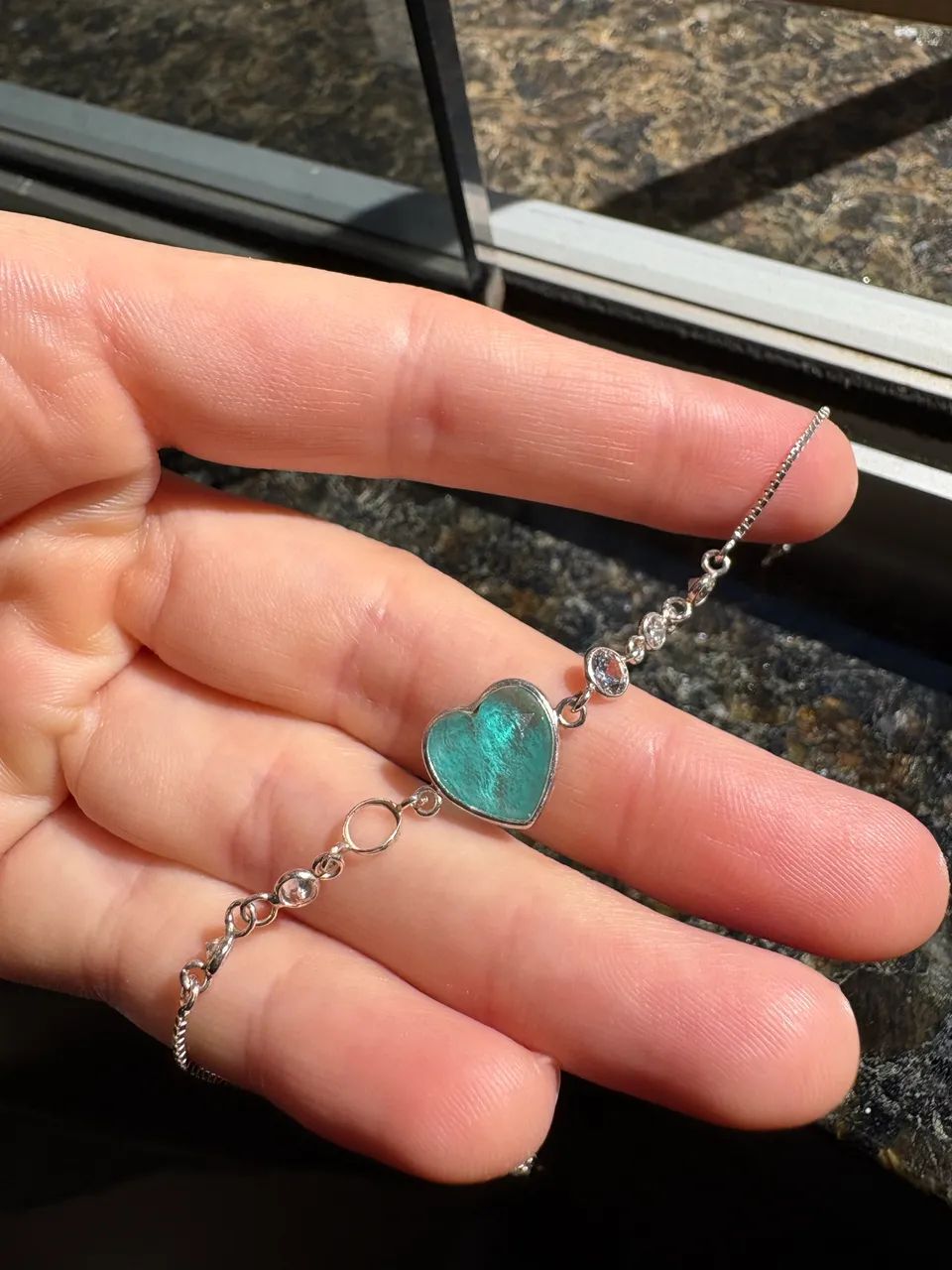 Pulseira em Prata 925 com Coração Verde - Foto 2