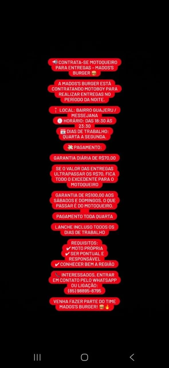 Vaga pra motoboy 