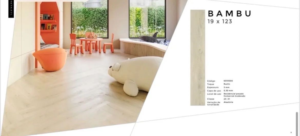 Piso Vinilico em régua 3mm para tráfego comercial 