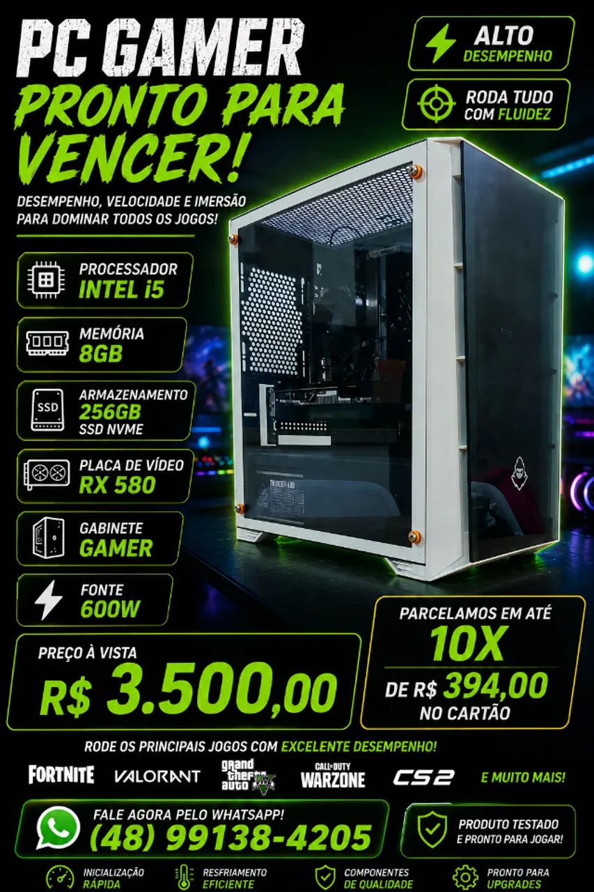 Computador Gamer I5 - 8gb - SSD NVME 256 