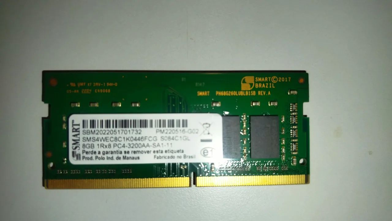 Memória ram, DDR4 8GB, 3200MHZ notebook 