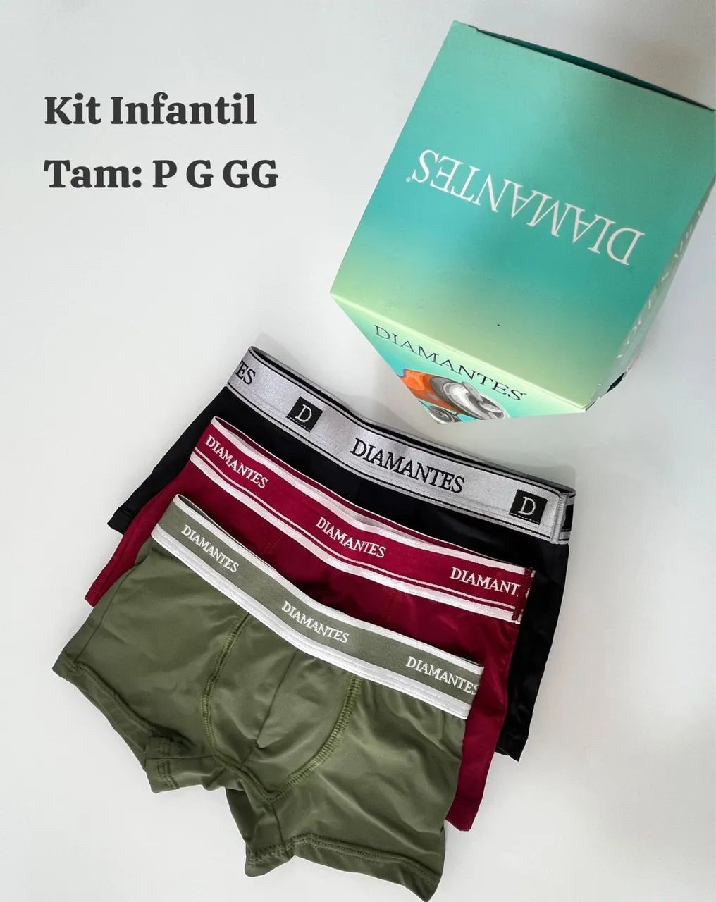 Kit de cueca infantil diamantes lingerie 