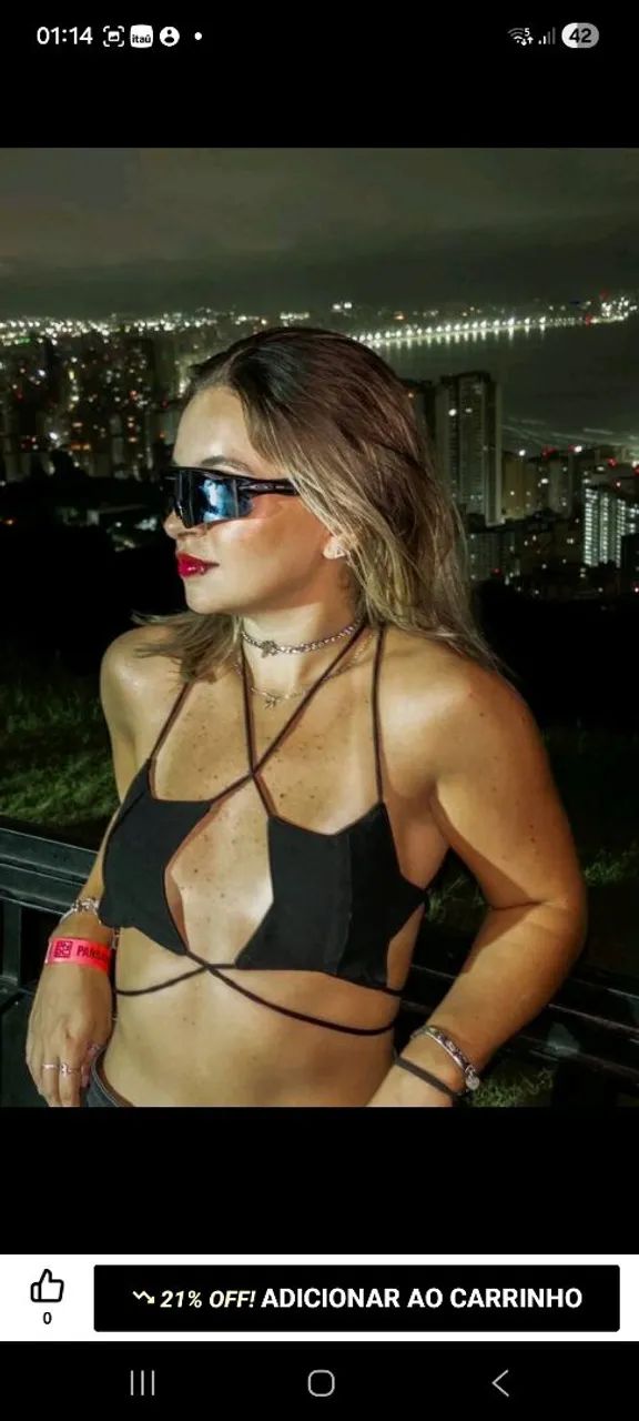 Top preto estrela amarração  - Foto 4