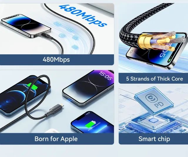 Cabo iPhone Turbo 29W PD Essager USB-C Lightning - Foto 5