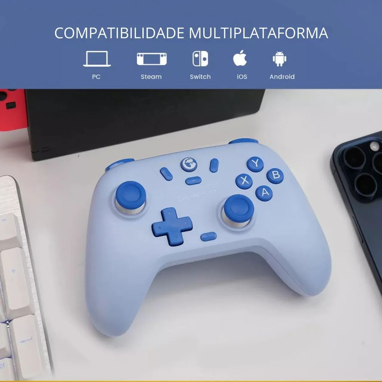 Controle sem fio Bluetooth Gamepad com Hall effect para Nintendo Switch iPhone Android pc - Foto 3