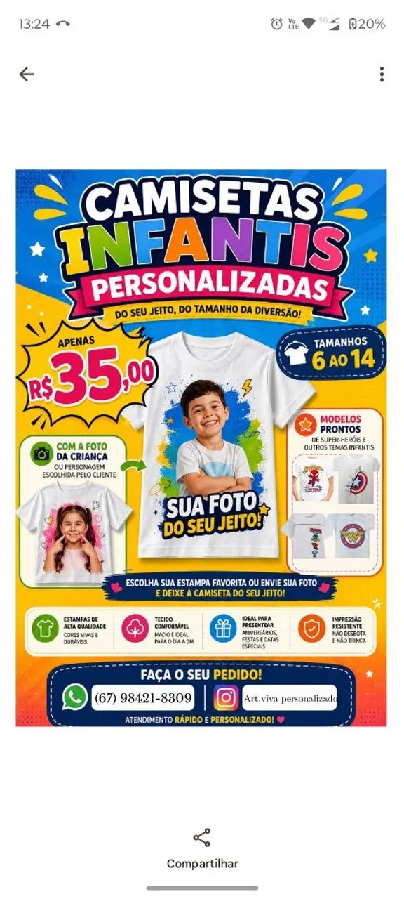 Camisetas Infantis Personalizadas 