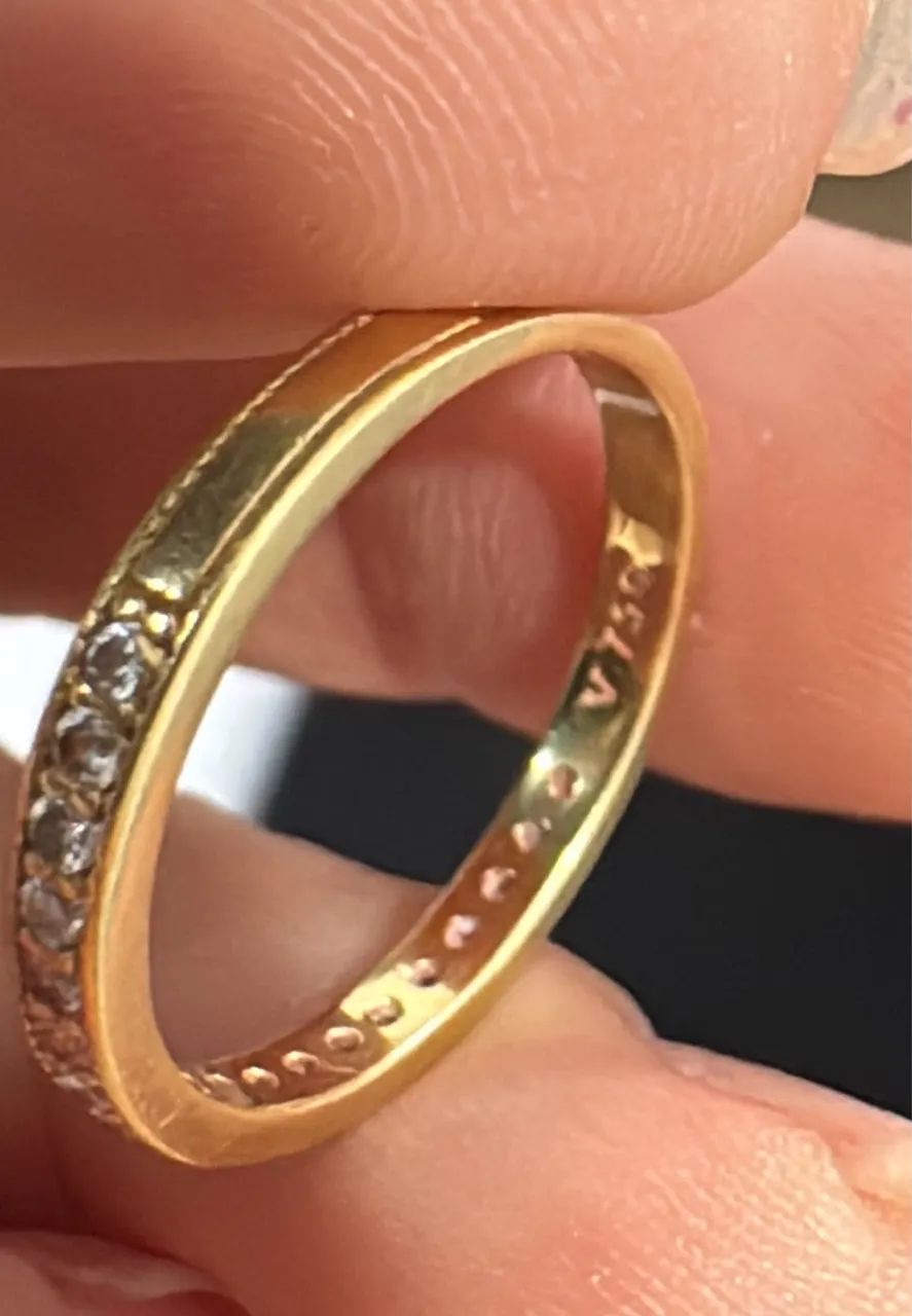 Meia Aliança de Ouro 18K com diamantes  - Foto 2
